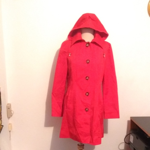 Michael Michael Kors Red Lined Hooded Jacket - Picture 1 of 6